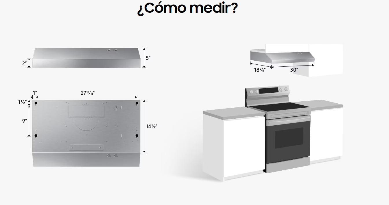 NK30B3000US/AP, SAMSUNG Campana extractora debajo del gabinete de 30", acero inoxidable. 12 meses Garantía General NK30B3000US/AP, SAMSUNG Campana extractora debajo del gabinete de 30", acero inoxidable. 12 meses Garantía General